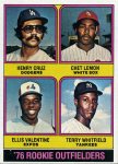 590 Ellis Valentine (76 Rookie Outfielders) (with Henry Cruz, Chet Lemon and Terry Whitefield)