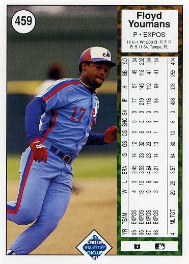 1989 Upper Deck Baseball 459 Floyd Youmans (Back)