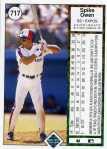 1989 Upper Deck Baseball 717 Spike Owen (Back)